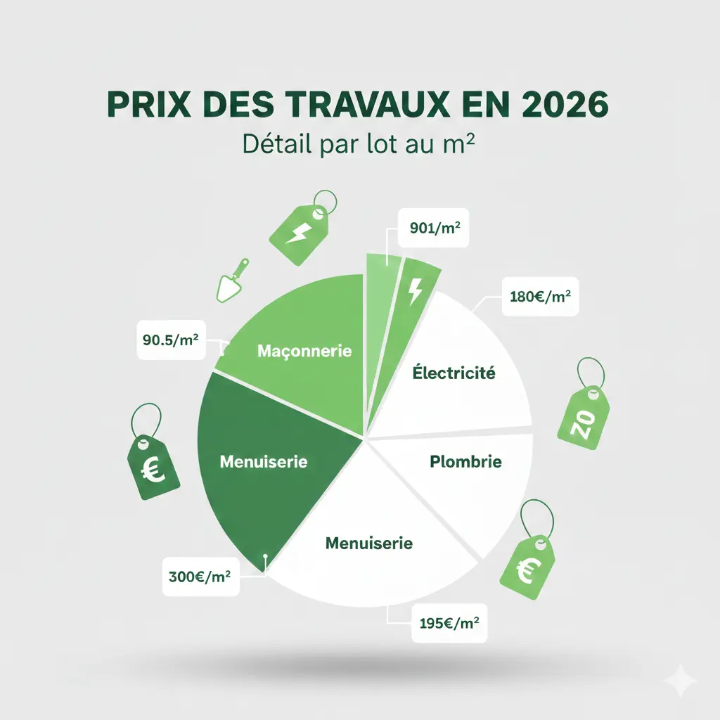 Prix des travaux par lot en 2026