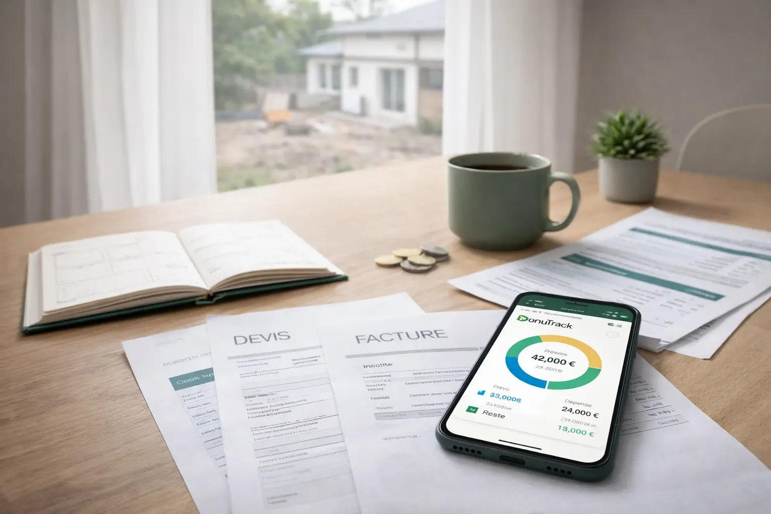 Suivi du budget travaux dans le temps avec devis, factures et paiements