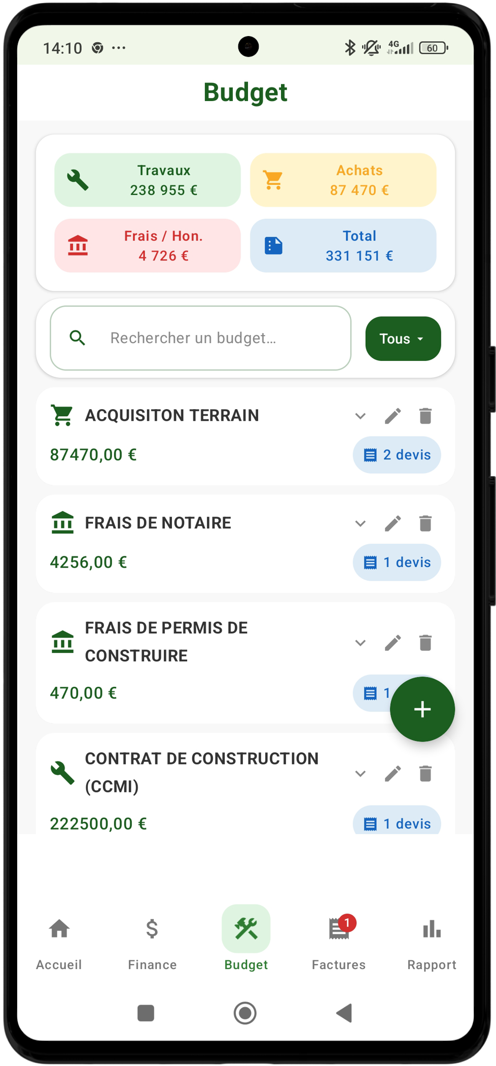 Gestion du budget travaux avec DomuTrack
