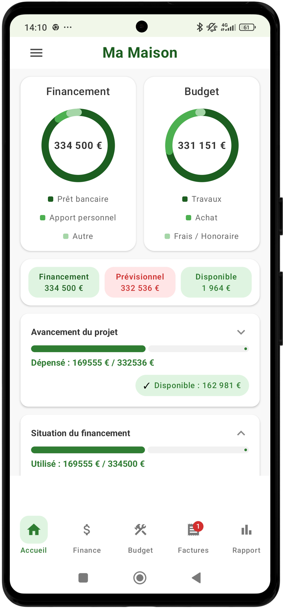 Aperçu de l’application DomuTrack