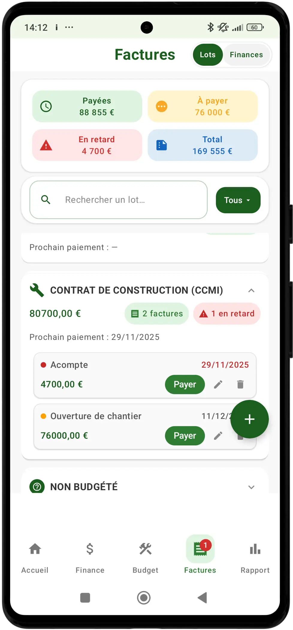 Gestion des factures travaux sur DomuTrack